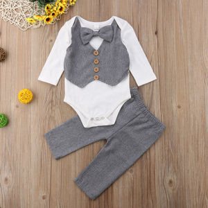 Baby Boys Bow Tie Vest Bodysuit Pants Outfit Set